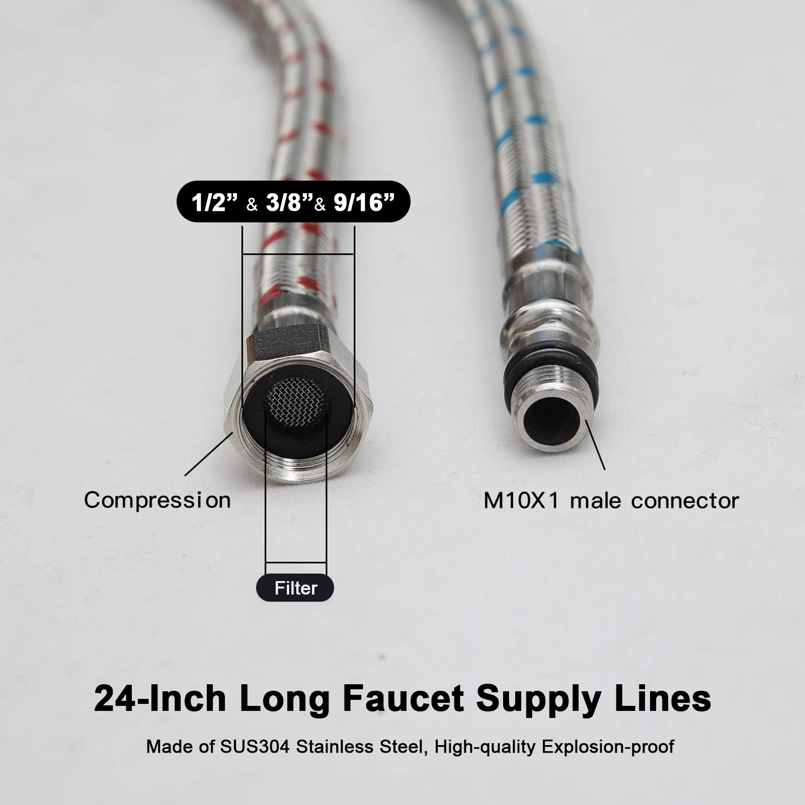 2 Piece 24-Inch Long Faucet Co - Flexible Hose Braided review and price