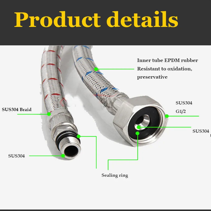 2 Pack 60cm Stainless Steel Ho - Flexible Hose Braided review and price
